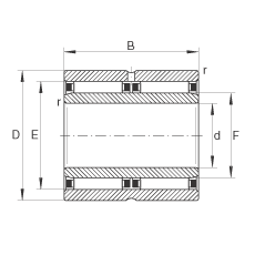 滾針軸承 NAO30X45X26-ZW-ASR1, 無擋邊，雙列