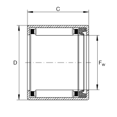 開(kāi)式?jīng)_壓外圈滾針軸承 SCE46-P, 雙側(cè)唇密封，根據(jù) ABMA 18.2 - 1982，英制