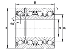 推力角接觸球軸承 ZKLN4075-2RS-2AP, 配對，雙向，兩側(cè)唇密封
