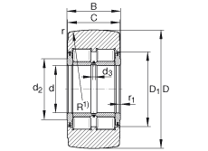 支撐型滾輪 NNTR90X220X100-2ZL, 滿裝滾子，軸向引導(dǎo)，兩側(cè)唇密封