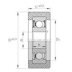 滾輪 KLRZ12X41X16-2RSR, 帶塑料箍，兩側(cè)密封