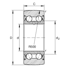 滾輪 LR50/8-2RSR, 雙向，兩側(cè)密封