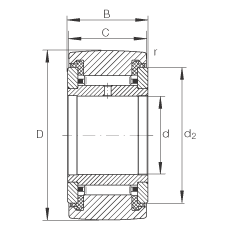 支撐型滾輪 NATR25-PP, 軸向引導(dǎo)，兩側(cè)用推力滑動(dòng)墊圈