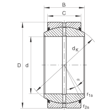 關(guān)節(jié)軸承 GE20-DO-2RS, 根據(jù) DIN ISO 12 240-1 標(biāo)準(zhǔn), 需維護(hù)，兩側(cè)唇密封