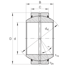 關(guān)節(jié)軸承 GE45-FO-2RS, 根據(jù) DIN ISO 12 240-1 標(biāo)準(zhǔn), 需維護(hù)，兩側(cè)唇密封