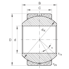 關(guān)節(jié)軸承 GE20-PB, 根據(jù) DIN ISO 12 240-1 標準，尺寸系列 K，需維護