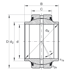關(guān)節(jié)軸承 GE80-HO-2RS, 根據(jù) DIN ISO 12 240-1 標(biāo)準(zhǔn), 需維護(hù)，兩側(cè)唇密封