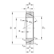 角接觸關(guān)節(jié)軸承 GE25-SX, 根據(jù) DIN ISO 12 240-2 標(biāo)準(zhǔn)，需維護(hù)