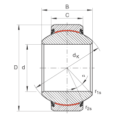 關(guān)節(jié)軸承 GE40-FW-2RS, 根據(jù) DIN ISO 12 240-1 標(biāo)準(zhǔn), 免維護(hù)，兩側(cè)唇密封