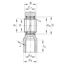 液壓桿端軸承 GIHNRK125-LO, 根據(jù) DIN ISO 12 240-4 標(biāo)準(zhǔn)，帶右旋螺紋夾緊裝置，需維護(hù)