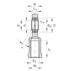 桿端軸承 GIL10-DO, 根據(jù) DIN ISO 12 240-4 標(biāo)準(zhǔn)，帶左旋內(nèi)螺紋，需維護(hù)