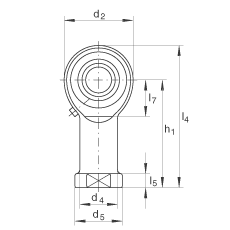 桿端軸承 GIKL14-PB, 根據(jù) DIN ISO 12 240-4 標(biāo)準(zhǔn)，帶左旋內(nèi)螺紋，需維護(hù)