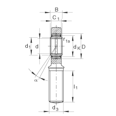 桿端軸承 GAL35-DO-2RS, 根據(jù) DIN ISO 12 240-4 標準，帶左旋外螺紋，需維護，兩側(cè)唇密封