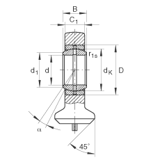 液壓桿端軸承 GK15-DO, 根據(jù) DIN ISO 12 240 標(biāo)準(zhǔn)，帶焊接面，需維護(hù)