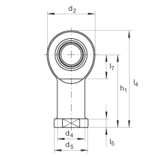 桿端軸承 GIL20-UK, 根據(jù) DIN ISO 12 240-4 標(biāo)準(zhǔn)，帶左旋內(nèi)螺紋，需維護(hù)