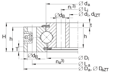 四點(diǎn)接觸球軸承 VU200405, 無齒，兩側(cè)唇密封