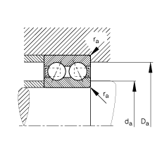 角接觸球軸承 3816-B-TVH, 雙列，接觸角 α = 25°