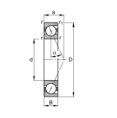主軸軸承 B71914-E-T-P4S, 調(diào)節(jié)，成對或單元安裝，接觸角 α = 25°，限制公差