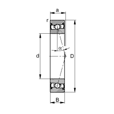 主軸軸承 HSS7017-C-T-P4S, 調(diào)節(jié)，成對(duì)安裝，接觸角 α = 15°，兩側(cè)唇密封，非接觸，加嚴(yán)公差