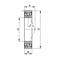 主軸軸承 HSS7021-E-T-P4S, 調(diào)節(jié)，成對安裝，接觸角 α = 25°，兩側(cè)唇密封，非接觸，限制公差