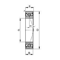 主軸軸承 HCS71903-C-T-P4S, 調(diào)節(jié)，成對安裝，接觸角 α = 15°，兩側(cè)唇密封，非接觸，限制公差