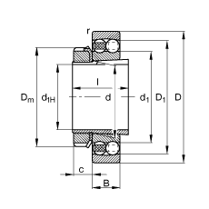 自調(diào)心球軸承 2322-K-M-C3 + H2322, 根據(jù) DIN 630 和 DIN 5415 標(biāo)準(zhǔn)的主要尺寸, 帶錐孔和緊定套