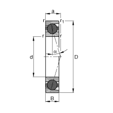 主軸軸承 HCB71909-C-T-P4S, 調(diào)節(jié)，成對或單元安裝，接觸角 α = 15°，陶瓷球，限制公差