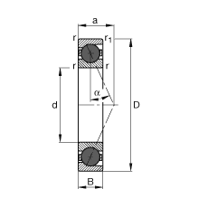 主軸軸承 HCB7204-E-T-P4S, 調(diào)節(jié)，成對或單元安裝，接觸角 α = 25°，陶瓷球，限制公差