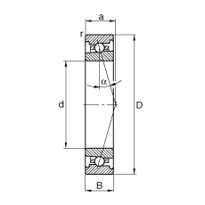 主軸軸承 HS7021-C-T-P4S, 調(diào)節(jié)，成對安裝，接觸角 α = 15°，限制公差