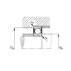 主軸軸承 B7204-E-2RSD-T-P4S, 調節(jié)，成對安裝，接觸角 α = 25°，兩側唇密封，非接觸，限制公差